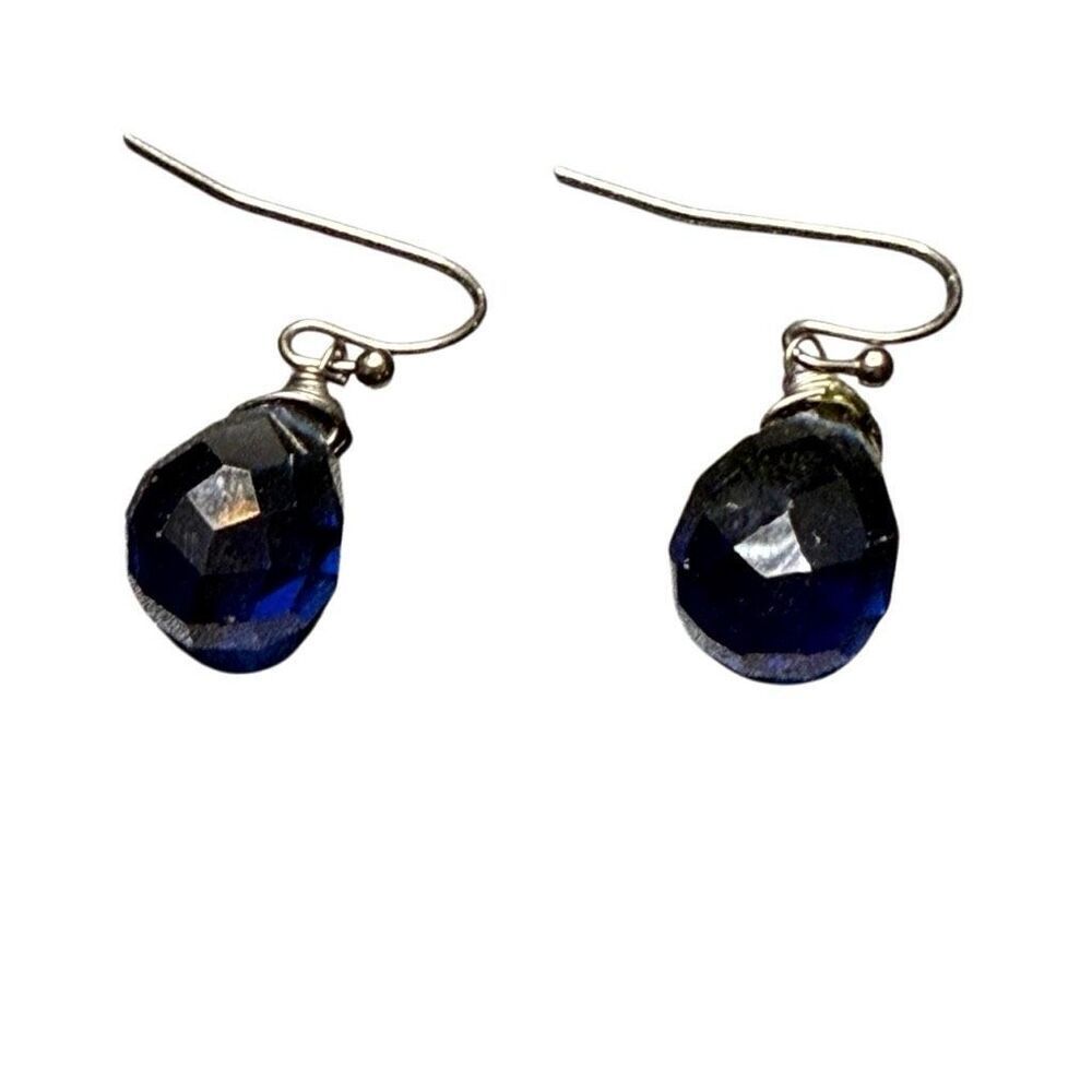 Anthropologie Blue glass dangle earrings